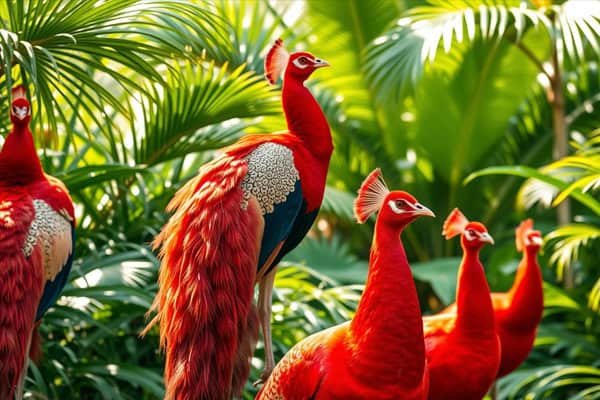 red peacocks