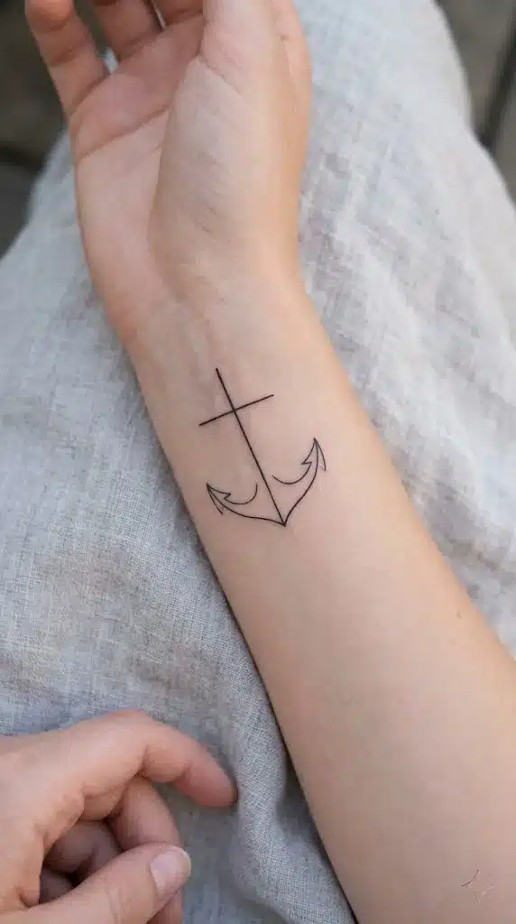 Anchor and Cross Tattoo