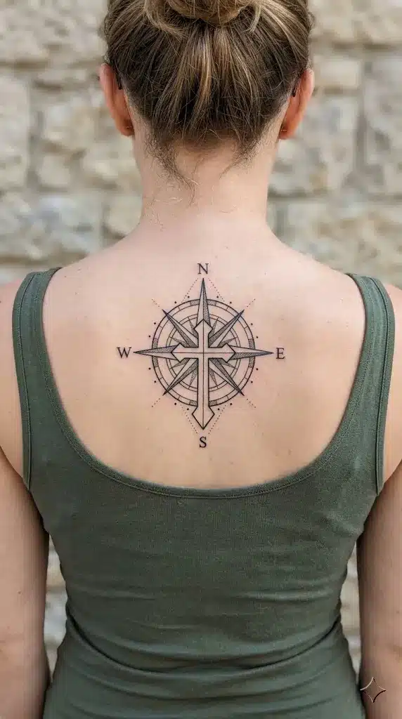 Compass Cross Tattoo
