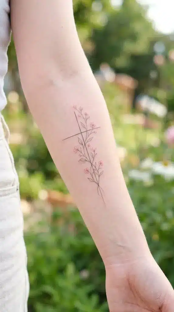 Delicate Floral Cross