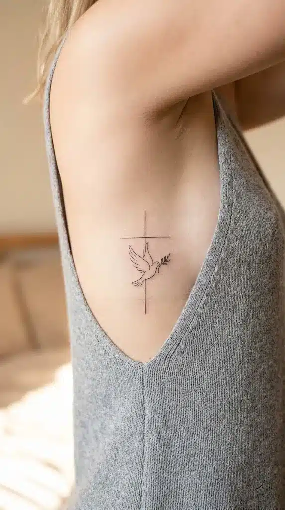 Dove & Cross Tattoo