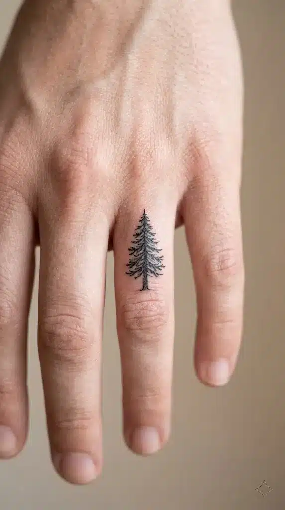 Fine-Line Pine Tree Silhouette