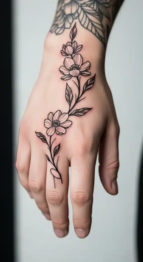 Floral Vine Crawling Up Fingers