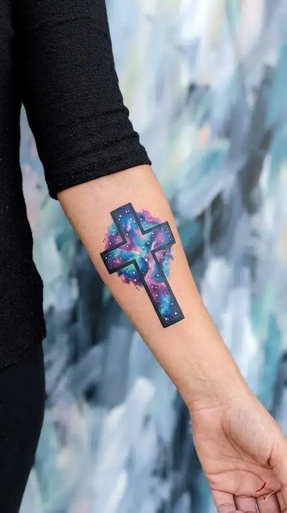 Galaxy Cross Tattoo