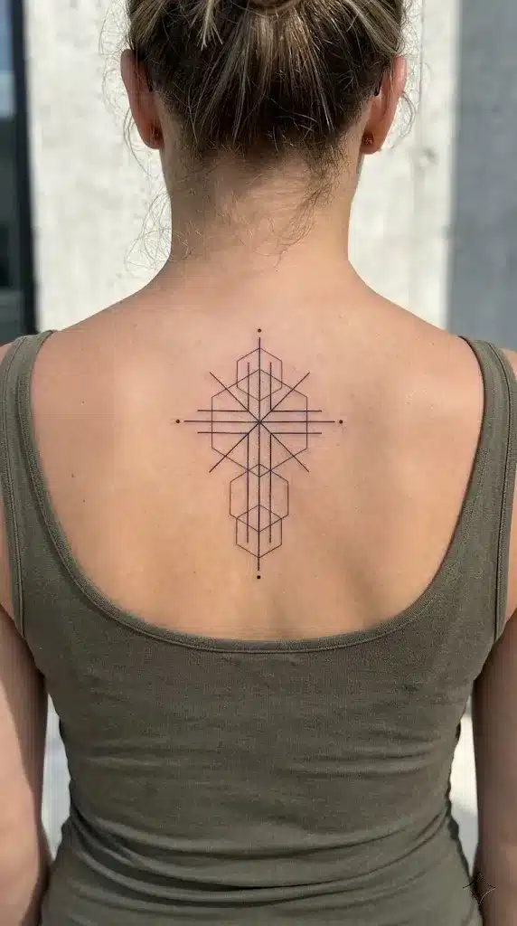 Modern Geometric Cross Tattoo
