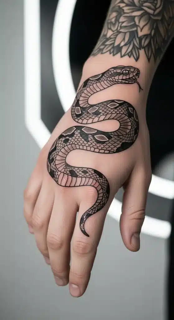 Snake Wrapped on the Hand