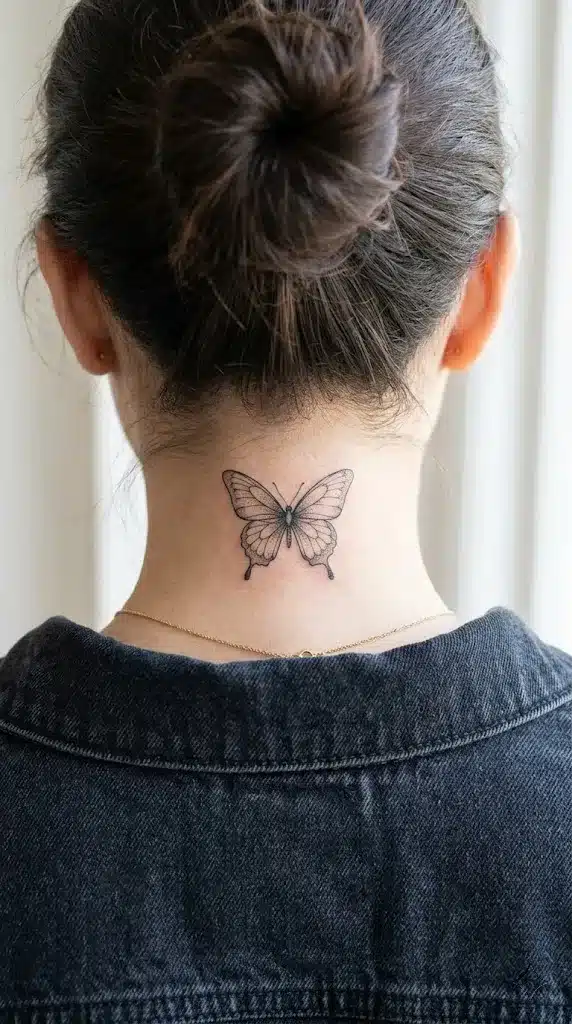 Butterfly Nape Tattoo