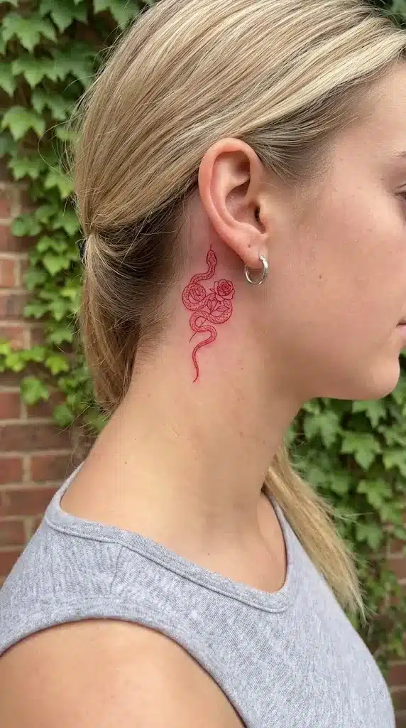 Red Ink Snake and Rose