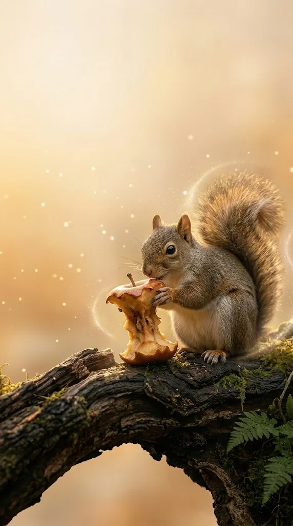 squirrel eating an apple core